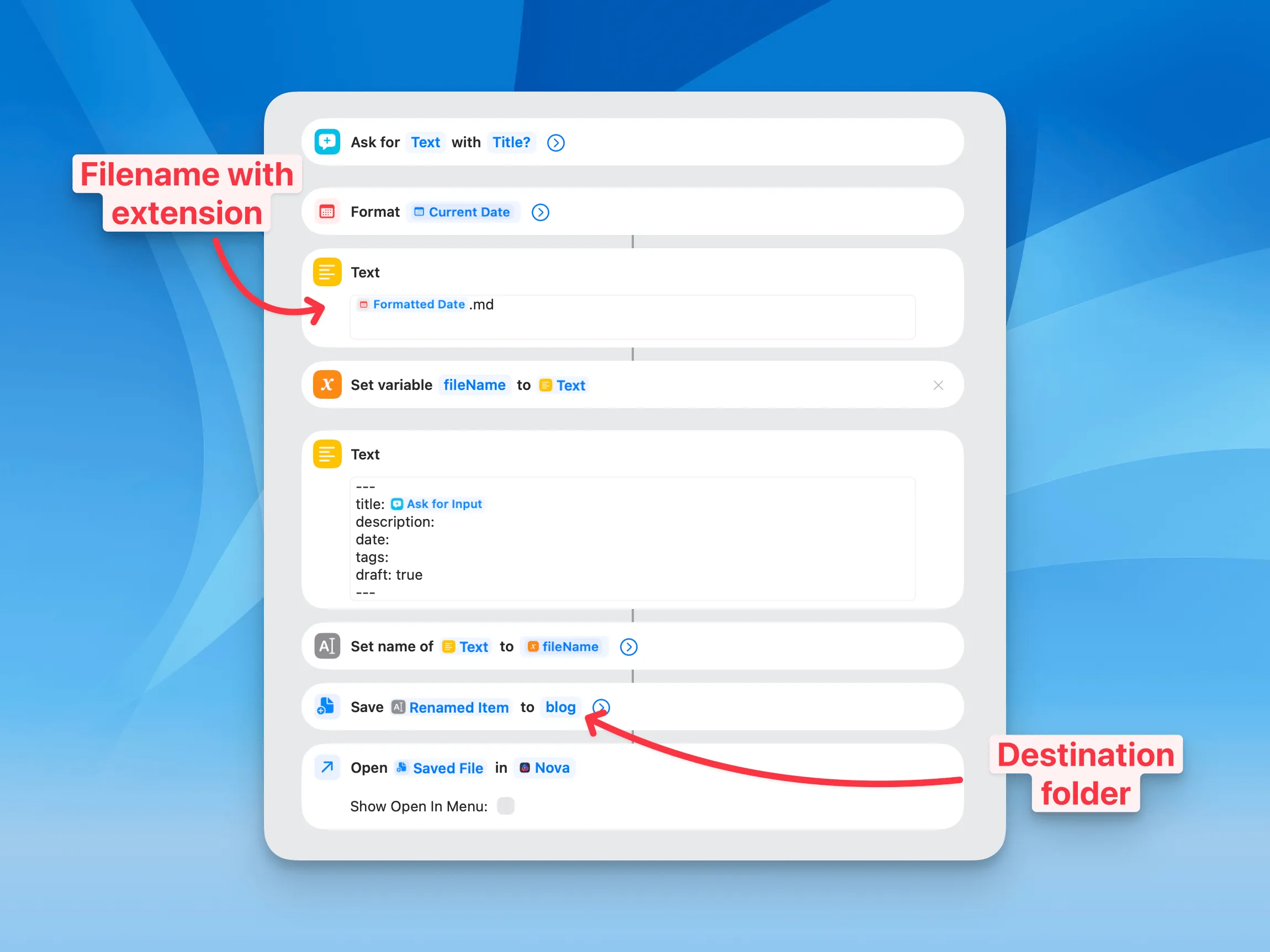 screenshot showing how to setup the shortcut.